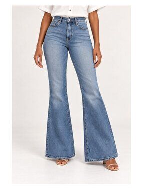 LNDN Landon Denim High-Rise Flare Jeans — Deep Blue · Sizes 24, 25, 27, 29, 30